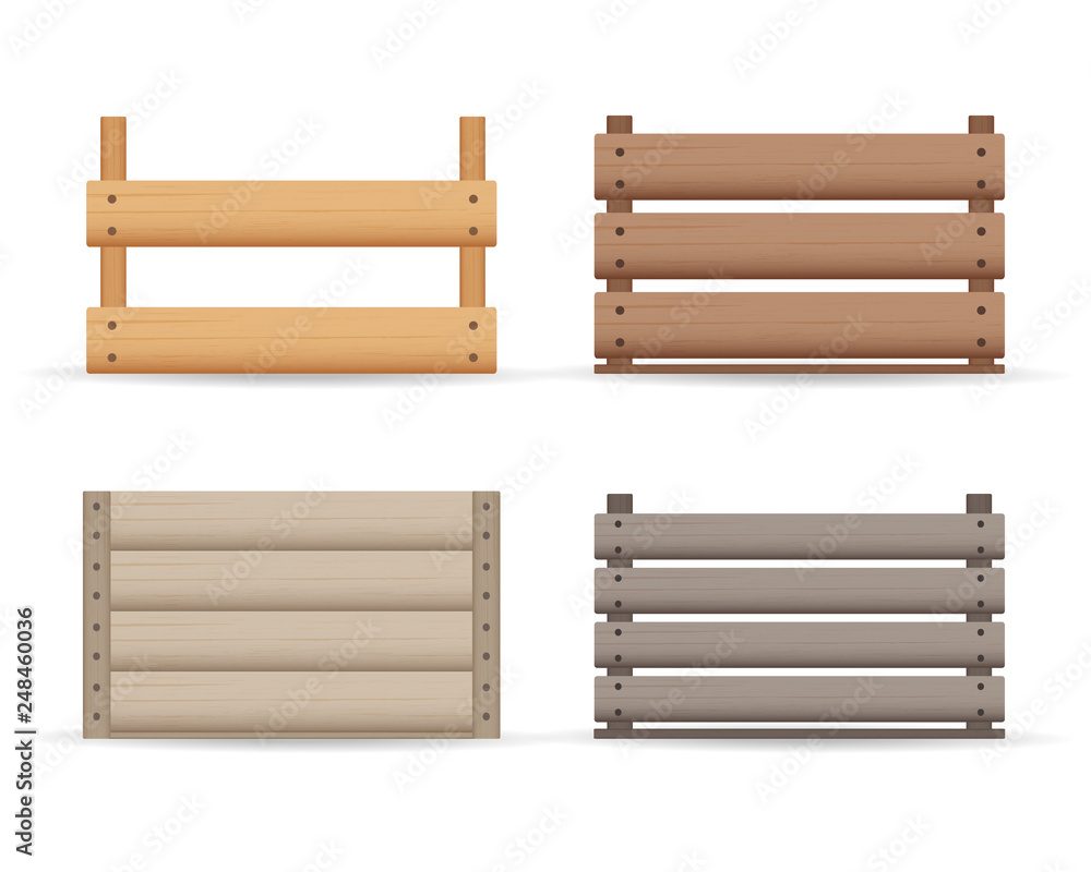 Realistic wooden box for vegetables keeping and fruits. Isolated on white background. Box for storage and transportation of food. Vector illustration. Realistic wooden box for vegetables keeping and fruits. Isolated on white background. Box for storage and transportation of food. Vector illustration.