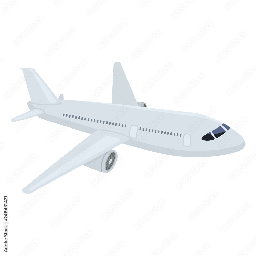 Vector Flat Airplane Illustration. Side View Civil Plane