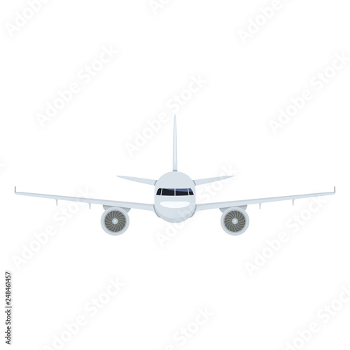 Vector Flat Airplane Illustration. Front View Civil Plane