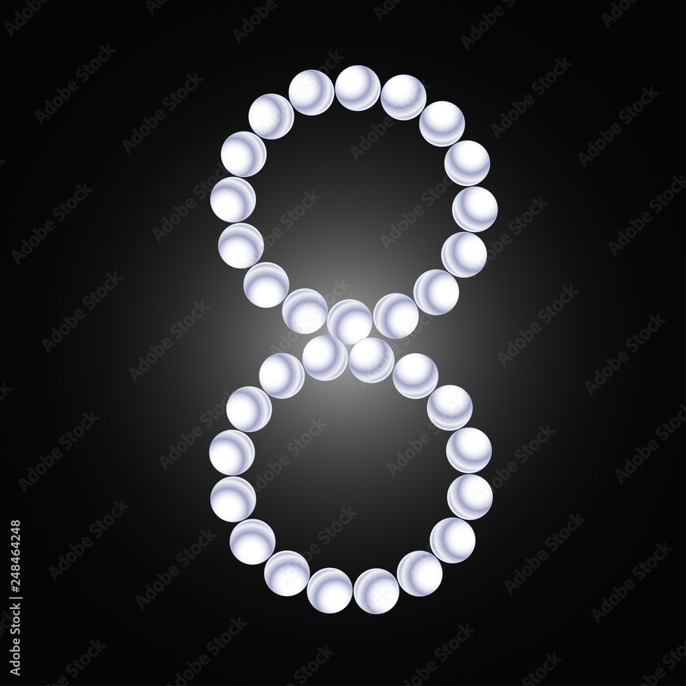 Obraz premium Pearl necklace figure eight on a dark background.