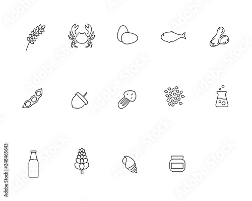 Food Allergen Icons Liste Sortiment Sammlung