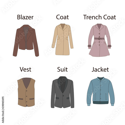 Outerwear colorful icon in cartoon style. Spring and autumn collection of fashion man and women clothing. Vector illustartion