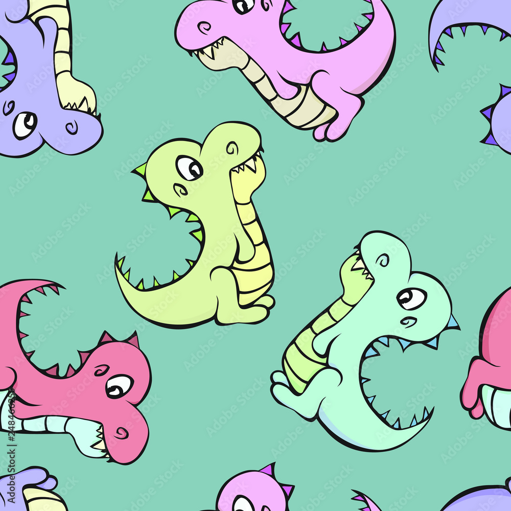 Obraz premium Cute Dinosaur Seamless Pattern