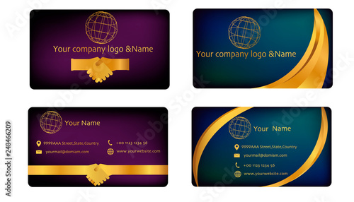 Luxury and elegant black gold business cards template vector
