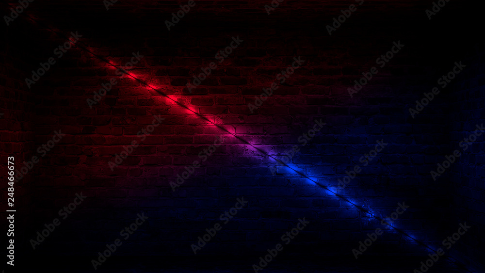 custom made wallpaper toronto digitalBackground of an empty corridor with brick walls and neon light. Brick walls, neon rays and glow