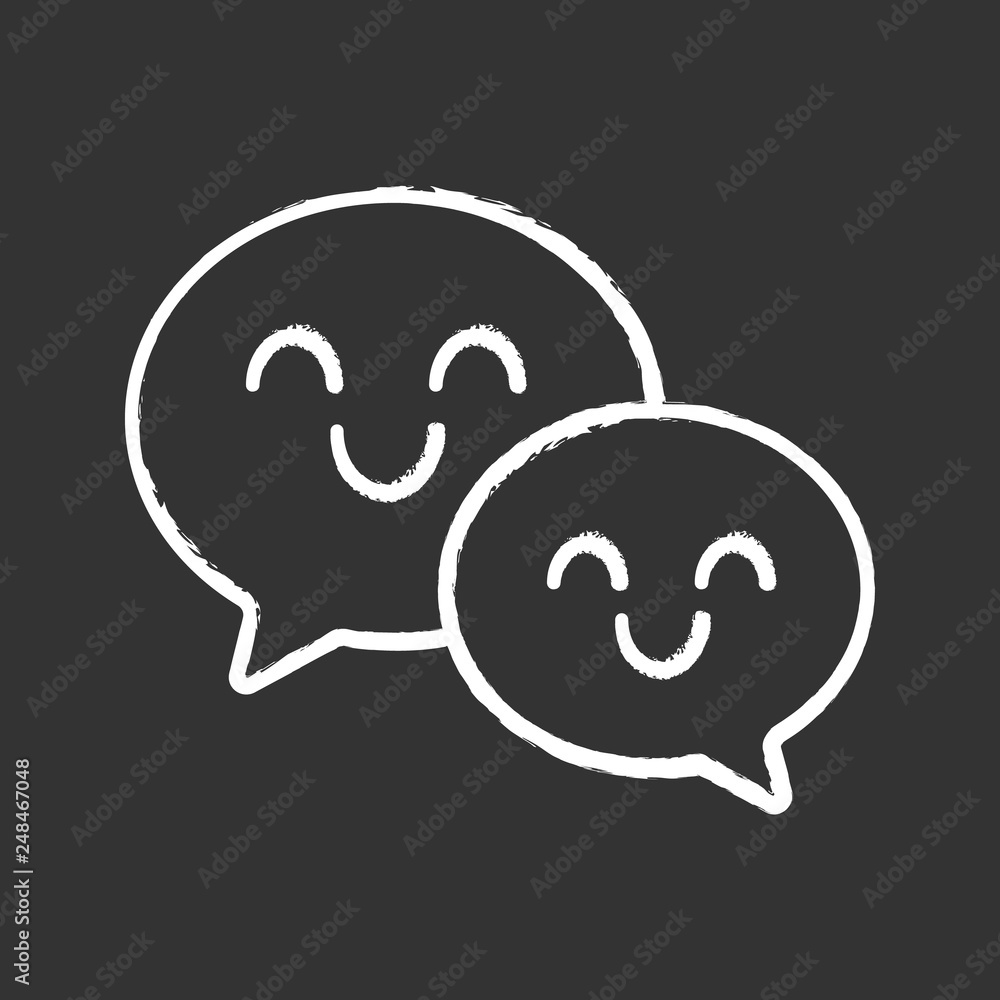 Smiling speech bubbles chalk icon Smiling speech bubbles chalk icon