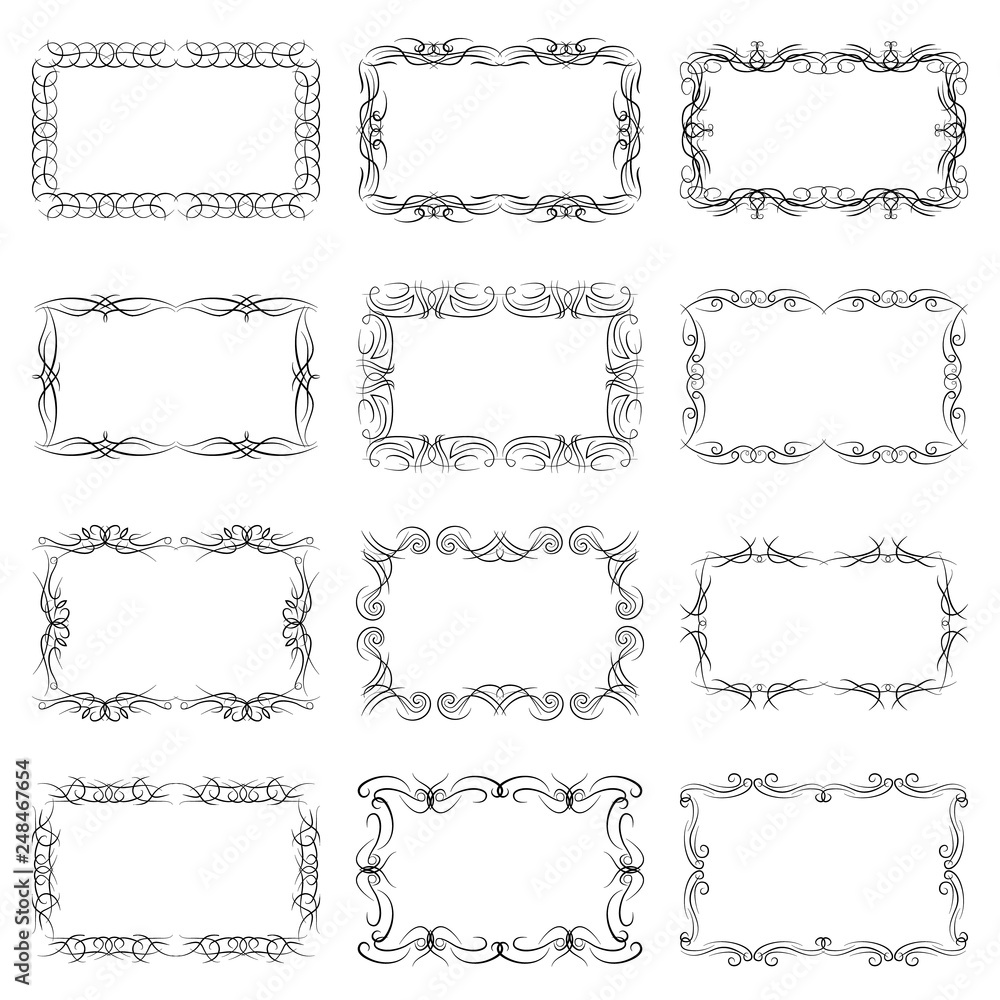 Set of twelve decorative vintage horizontal frames