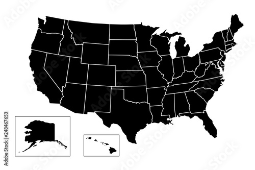 USA, Map of United States Of America with name of states, American map photo