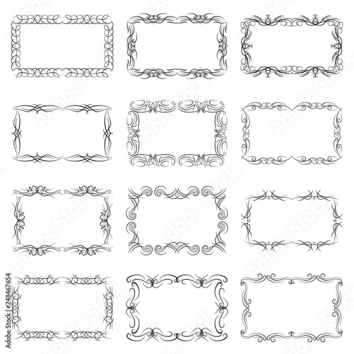 Set of twelve decorative vintage horizontal frames