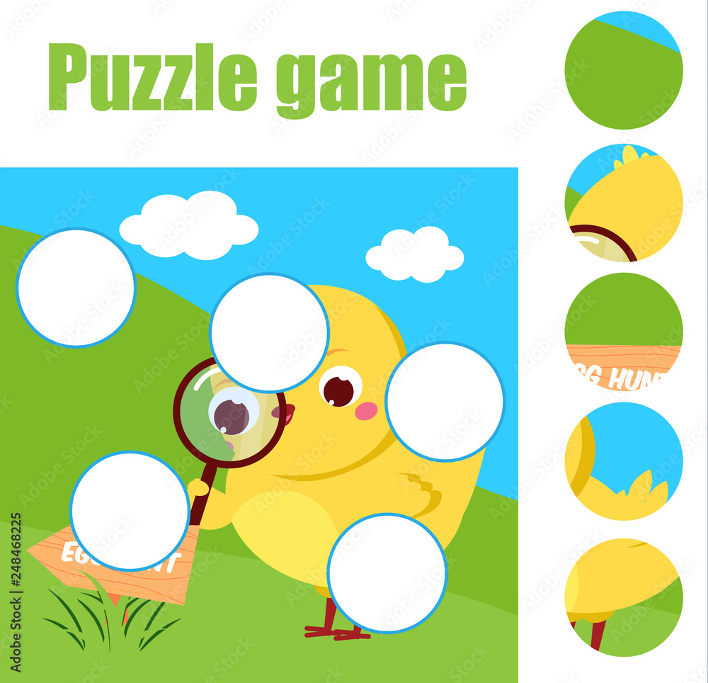 Puzzle for toddlers. Children educational game. Match pieces and complete the picture. Activity for pre school years kids. Easter theme Puzzle for toddlers. Children educational game. Match pieces and complete the picture. Activity for pre school years kids. Easter theme