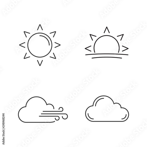 Weather forecast linear icons set