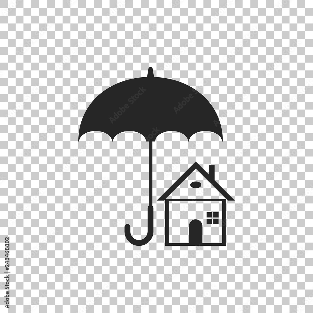 House with umbrella icon isolated on transparent background. Real estate insurance symbol. Real estate symbol. Flat design. Vector Illustration House with umbrella icon isolated on transparent background. Real estate insurance symbol. Real estate symbol. Flat design. Vector Illustration