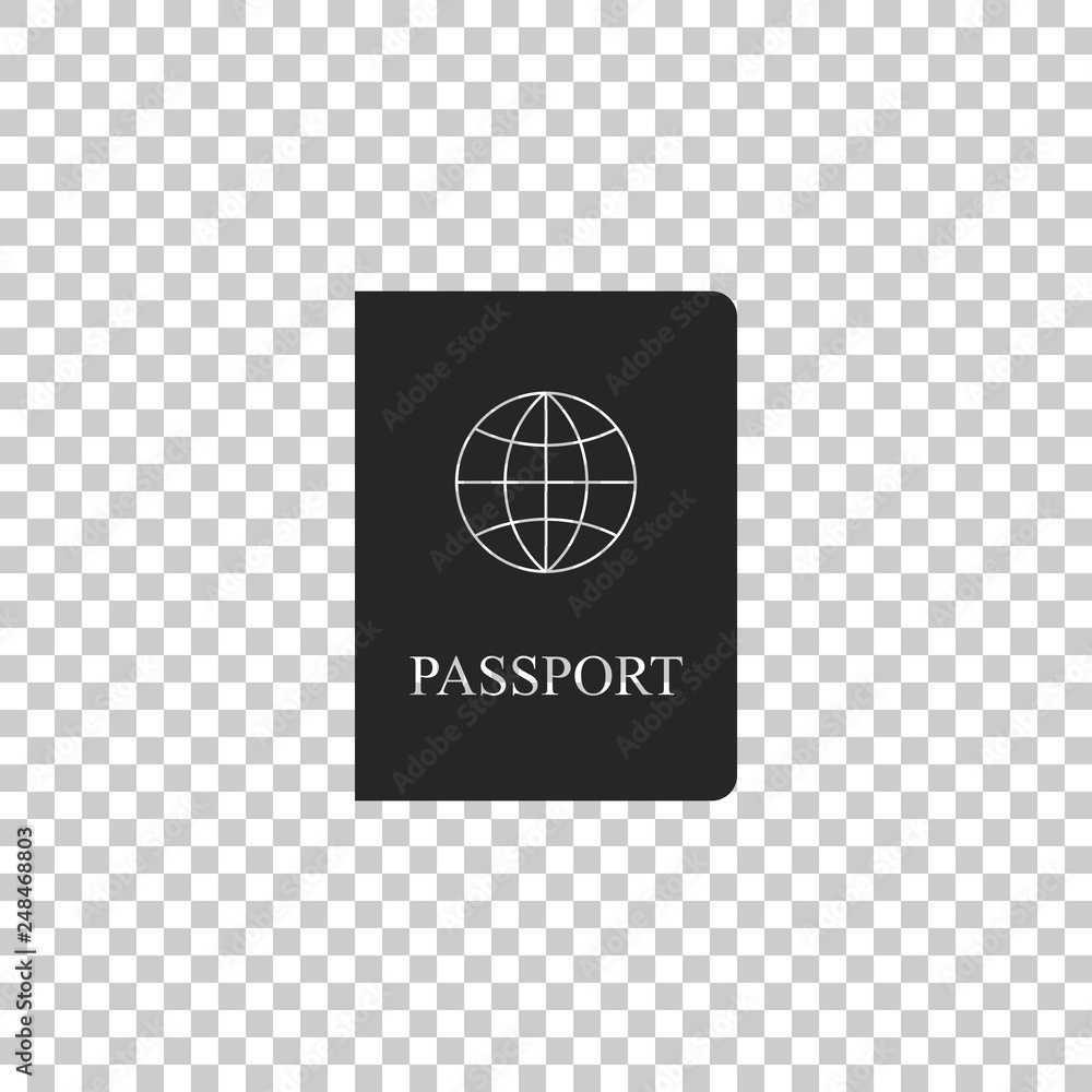 Passport icon isolated on transparent background. Flat design. Vector Illustration