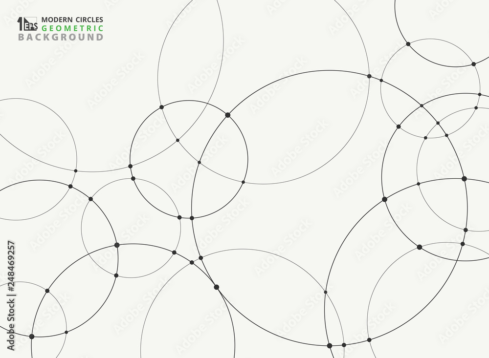 Abstract simple black circle connection futuristic background.