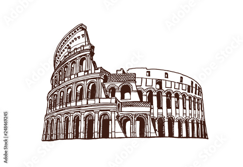 Graphical vintage coliseum ,vector sketchy illustration,Rome ,Italy