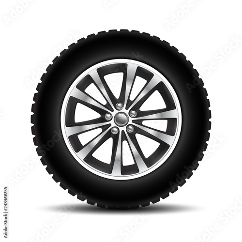 Black auto tire - vector for stock