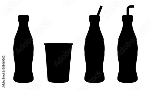 Set bottle of soda water with can – vector