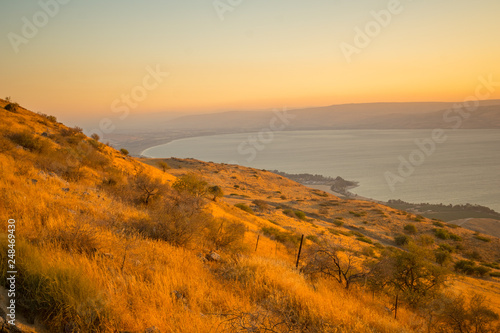 Sea of Galilee (the Kinneret lake), at sunset