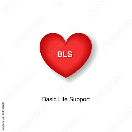 BLS Basic Life Support logo Symbol vector illustration heart icon with a sign
