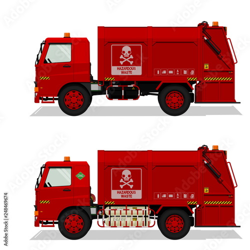 Isolated hazardous garbage truck on transparent background