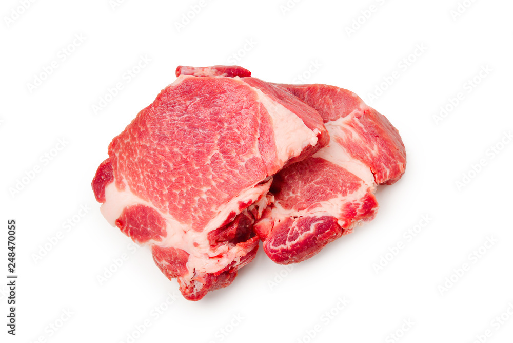 Raw pork isolated on white background.