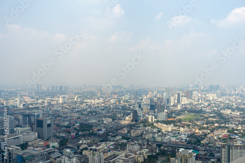Bangkok city scape Thailand top view See modern transportation routes,Soft focus