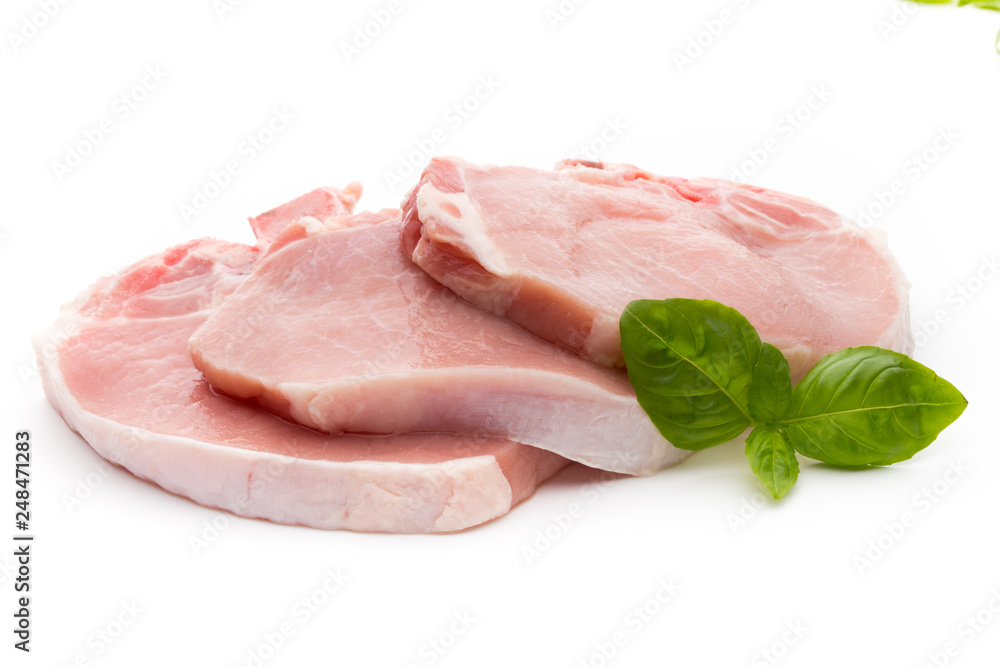 Fresh raw beef steak isolated on white background, top view. Fresh raw beef steak isolated on white background, top view.