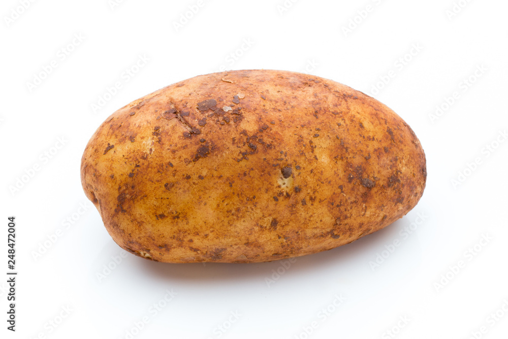 A bio russet potato isolated white background. A bio russet potato isolated white background.