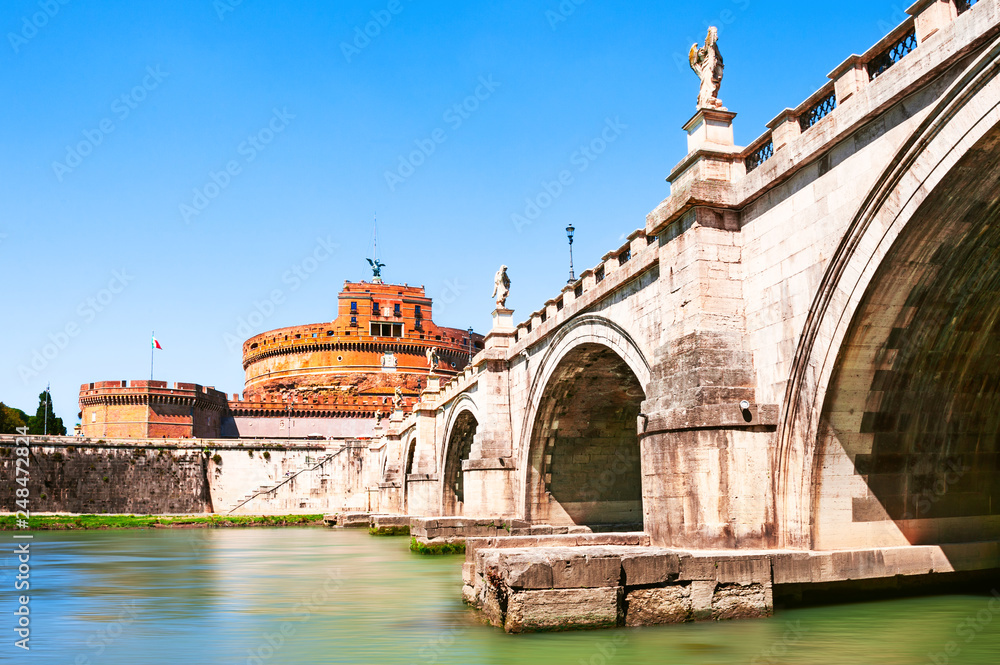 Castle St. Angelo and bridge in Rome, Italy.