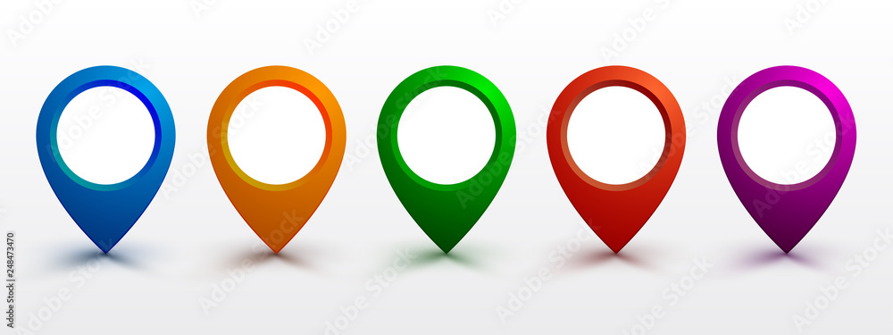 Set pin map marker pointer icon, GPS location flat symbol – vector ...