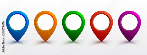 Set pin map marker pointer icon, GPS location flat symbol – vector photo