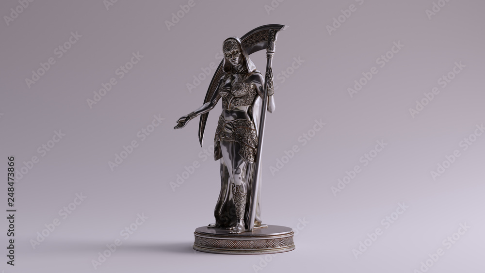 Silver Mexican Santa Muerte Our Lady of Holy Death 3d illustration 3d