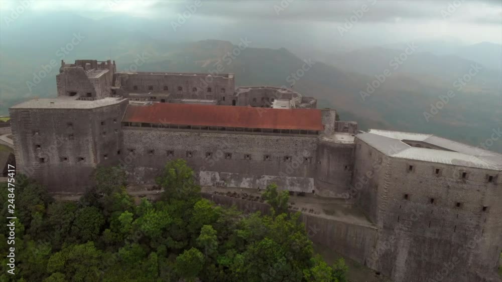 Aerial Pan Left to Right: Majestic Citadel Laferriere Castle on Mountain Aerial Pan Left to Right: Majestic Citadel Laferriere Castle on Mountain