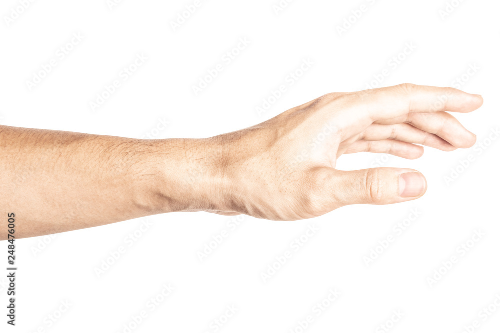 Hand open and ready to help or receive. Gesture isolated on white background with clipping path. Hand open and ready to help or receive. Gesture isolated on white background with clipping path.