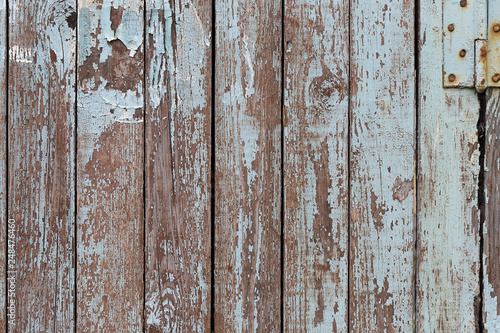 Texture of old painted wooden boards for background and design. Blue paint.