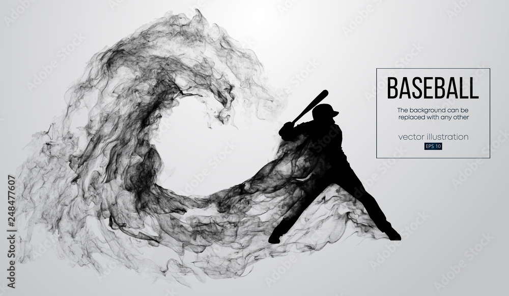 Abstract silhouette of a baseball player batter on white background