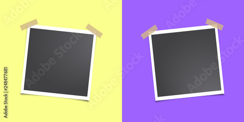 Photo frame with shadow Yellow and violet backdrop