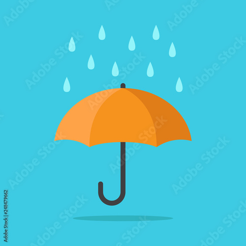 Rain umbrella flat design vector illustration