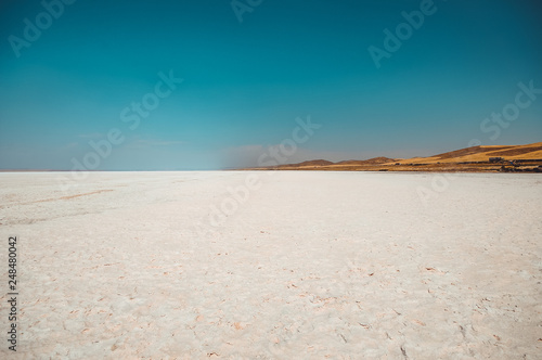 Salt lake in Turkey and blue sky