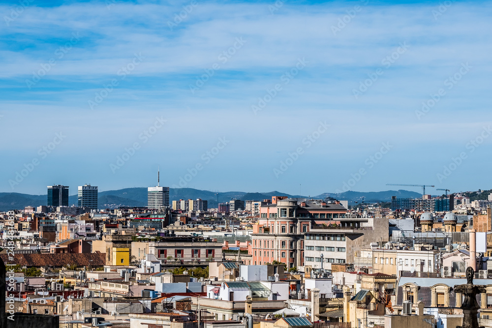 Barcelone vue d'en haut, vue sur les toits de Barcelone