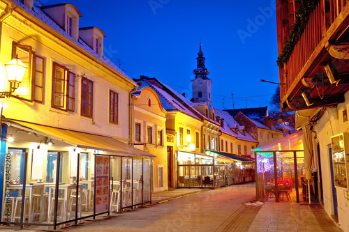 Historic old Tkalciceva street of Zagreb evening view