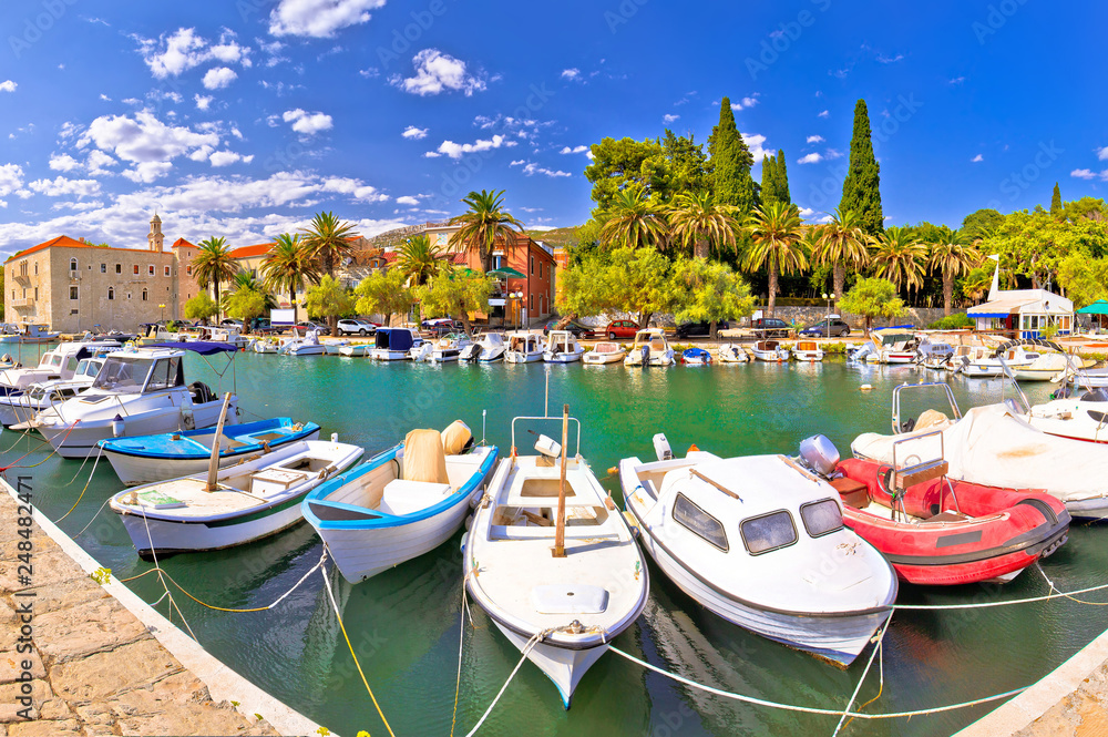 Fototapeta premium Kastel Luksic harbor and landmarks summer view