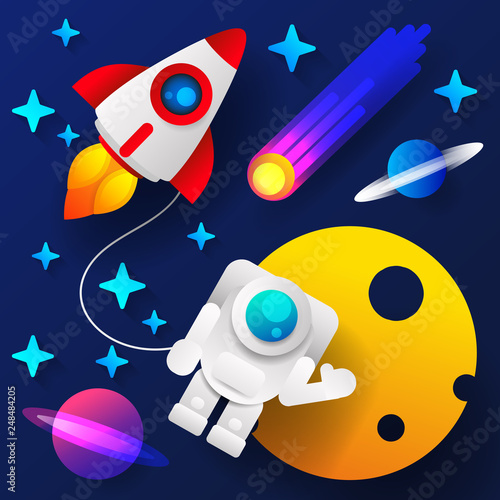 Rocket Launch,ship.vector, Illustration Concept Of Business Product