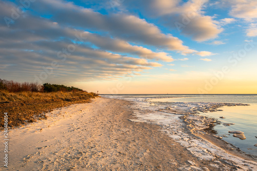 Coastline of the Hel Peninsula in winter scenery. Poland