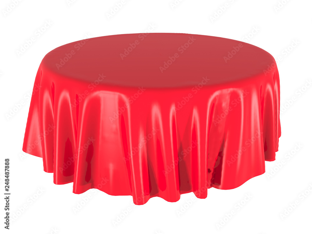 Red silk elegance tablecloth. Trade show exhibition Red silk elegance tablecloth. Trade show exhibition