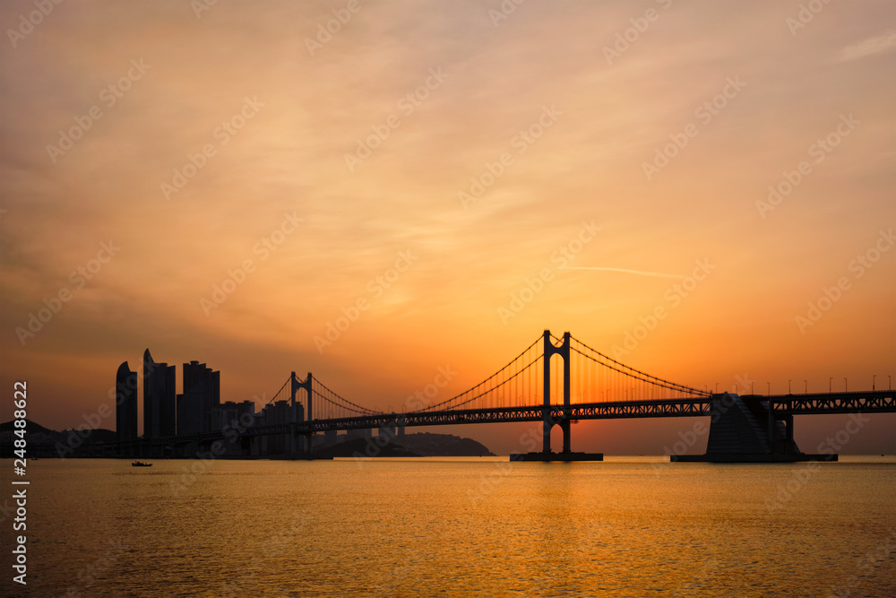 Fototapeta premium Gwangan Bridge on sunrise. Busan, South Korea