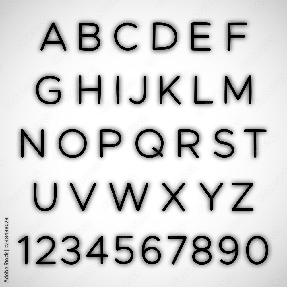 Set of Latin Alphabet Letters and Numbers Set of Latin Alphabet Letters and Numbers