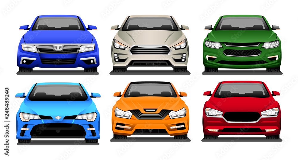 Vector Ilustrations of Modern Mid-Size Sedans