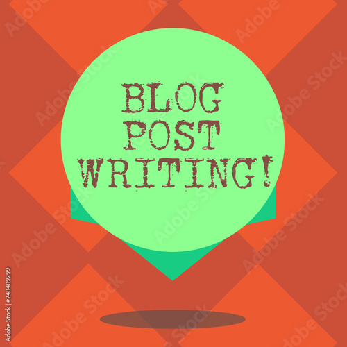 Handwriting text writing Blog Post Writing. Concept meaning demonstratingal online diary or say journal share their thoughts Blank Color Circle Floating photo with Shadow and Design at the Edge
