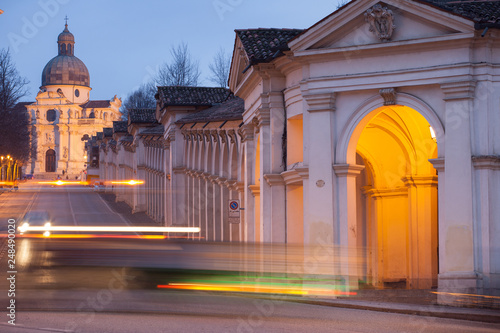 Car passing in front of the colonnade of Monte Berico, Vicenza, Italy photo